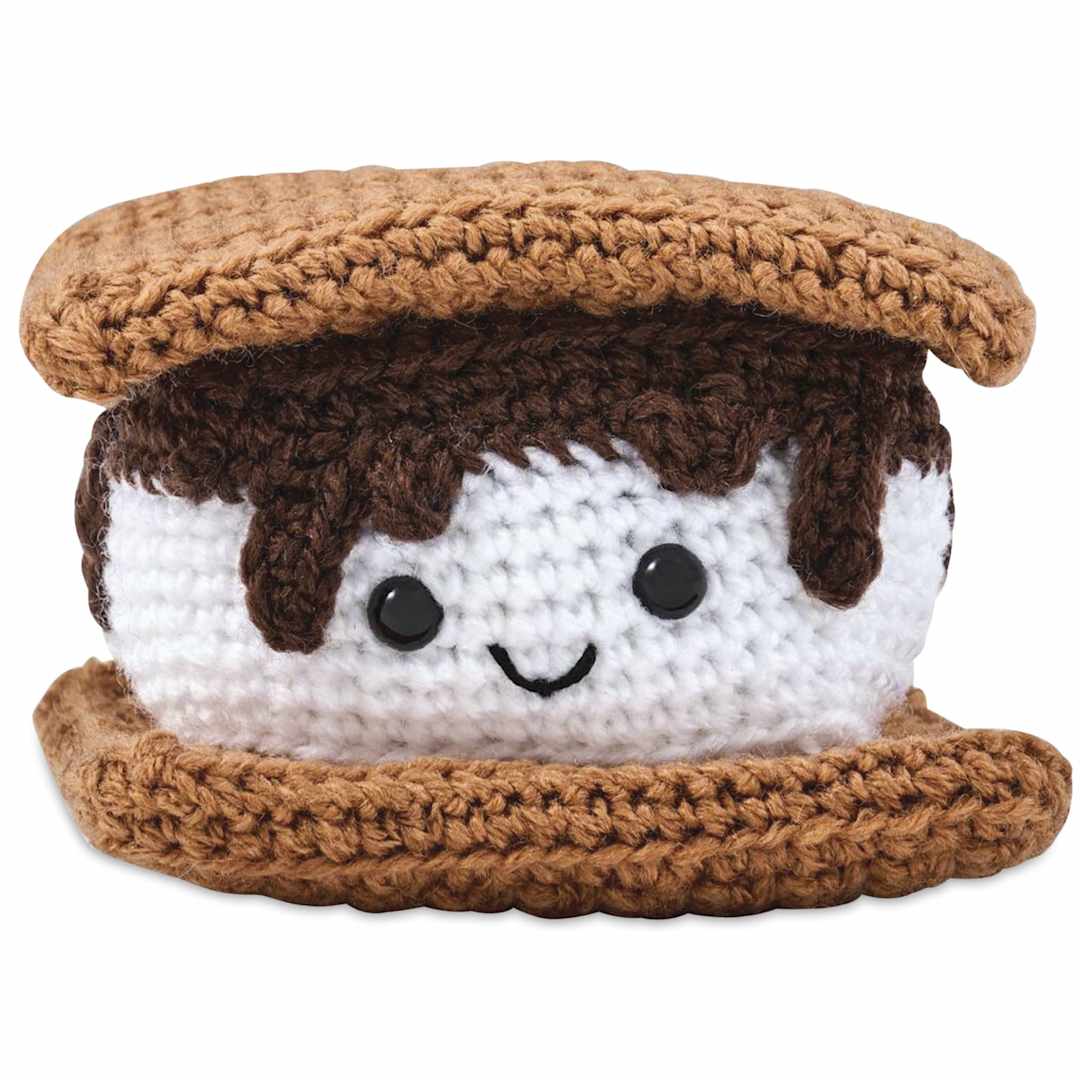 Open in modal - Bucilla Acrylic Yarn Amigurumi Crochet Kit - Marshy the Smore, 4" x 2-1/2" x 4" - finished