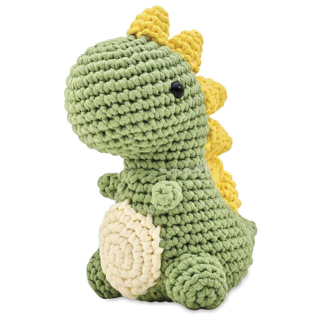 Open in modal - Bucilla T-Shirt Yarn Amigurumi Crochet Kit - Dan the Dino, 6" x 3-3/4" x 4-1/2" - finished