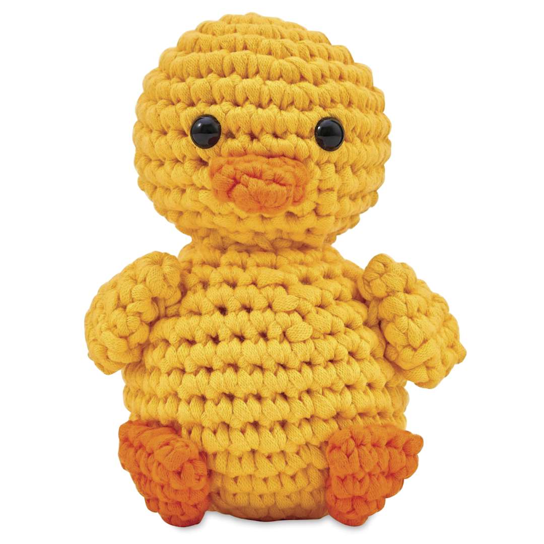 Open in modal - Bucilla T-Shirt Yarn Amigurumi Crochet Kit - Quackers the Duck, 5" x 3-1/2" x 2-1/2" - finished