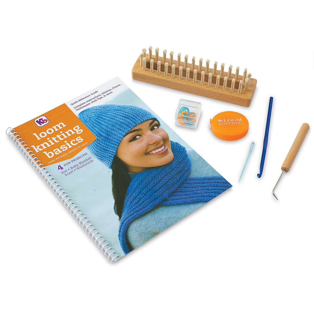 Open in modal - KB Loom Knitting Basics Kit - Components of Kit shown
