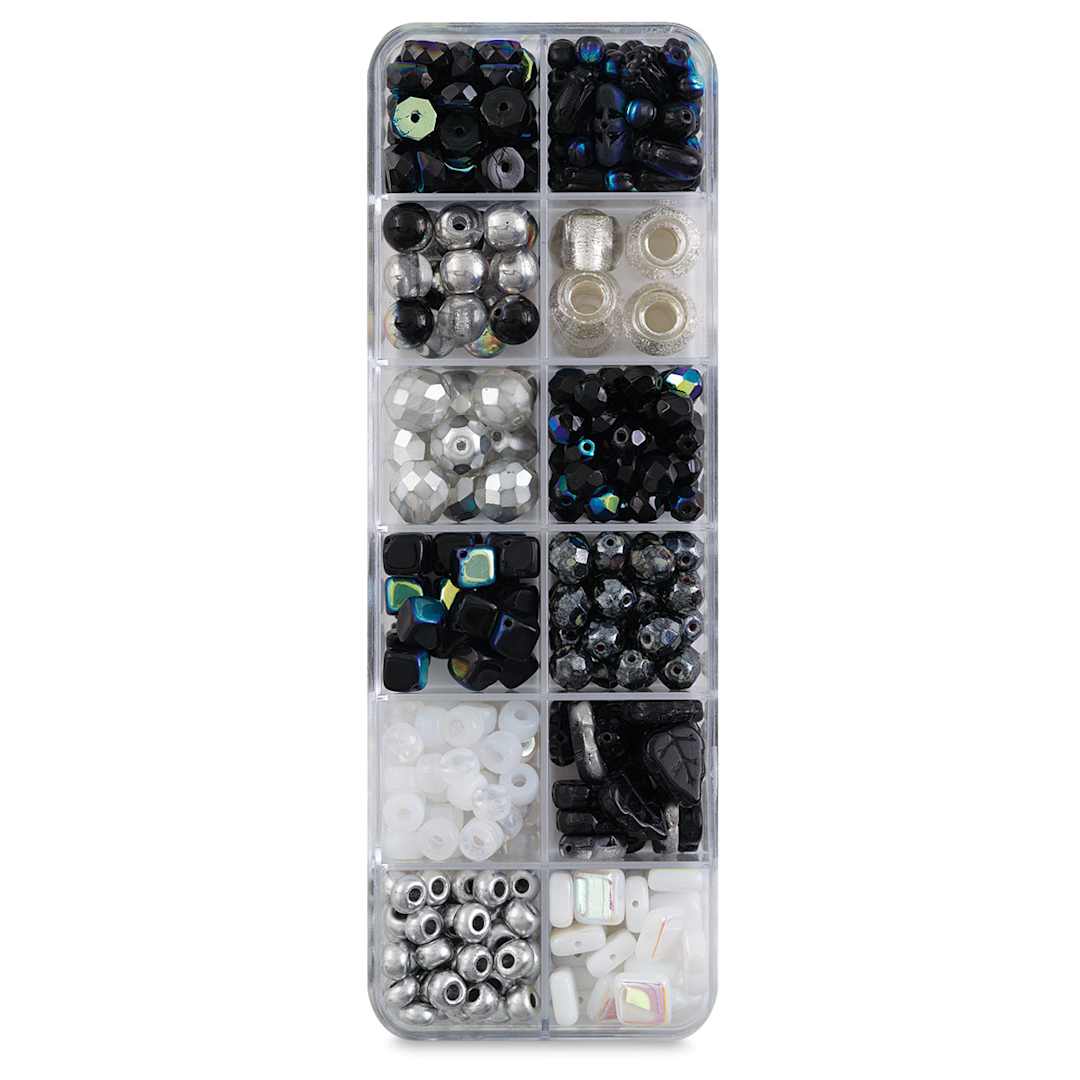Open in modal - Czech Glass Bead Box Mixes - Components of Dazzling Sidewalk Bead Assortment in compartments