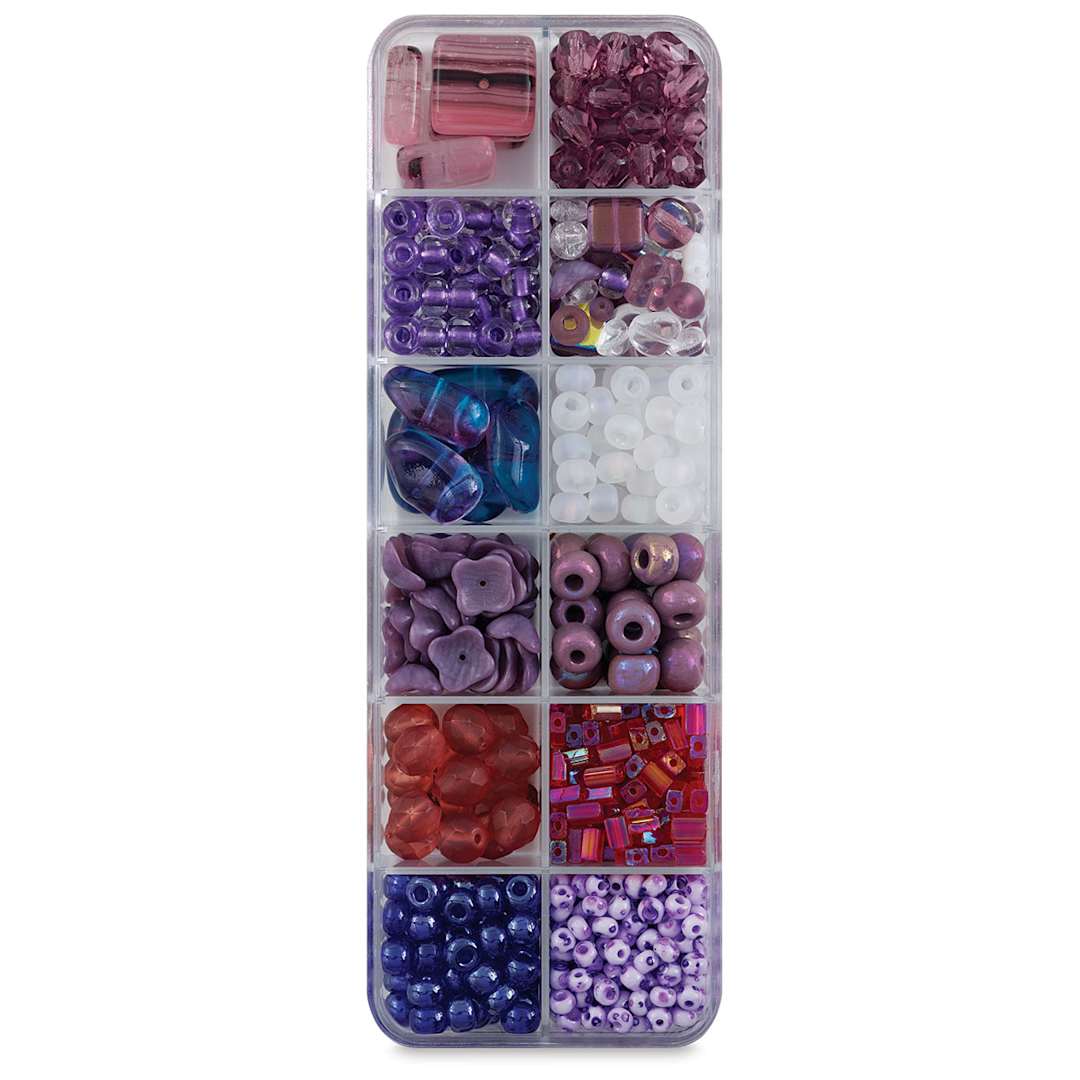 Open in modal - John Bead Czech Glass Bead Box Mix - Passionfruit Flower