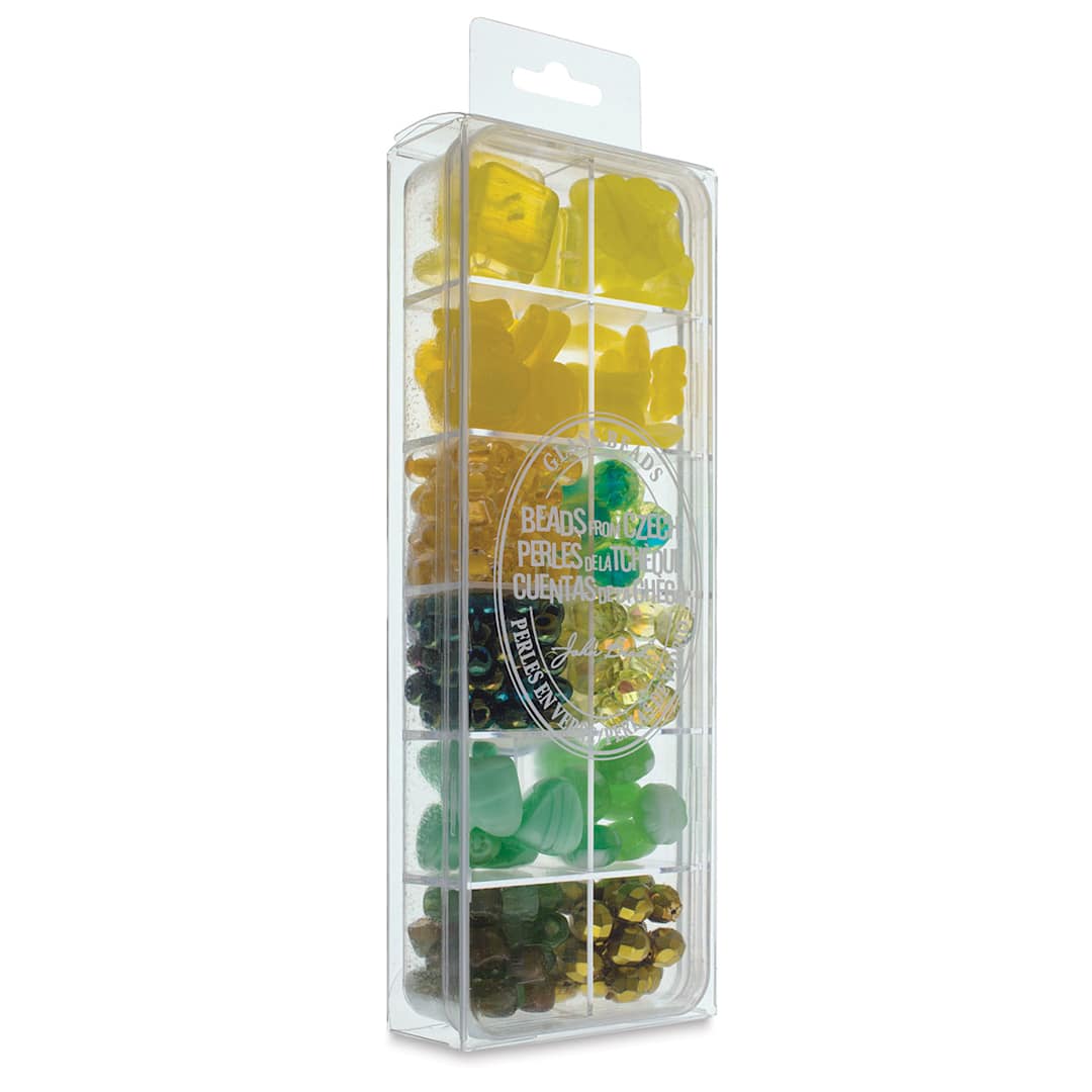 Open in modal - Czech Glass Bead Box Mixes - Components of Citrus Sparkles Bead Assortment in compartments
