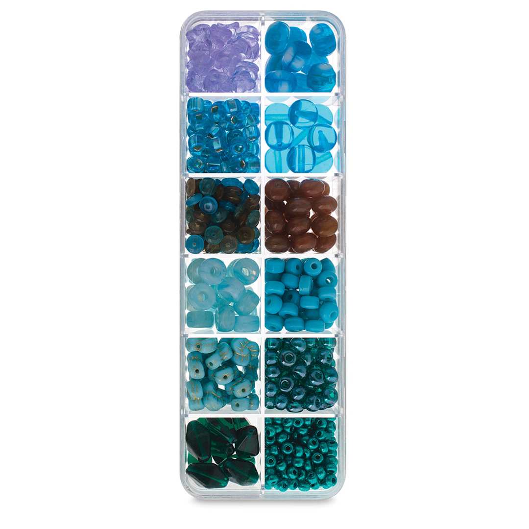 Open in modal - John Bead Czech Glass Bead Box Mix - Santorini Coast