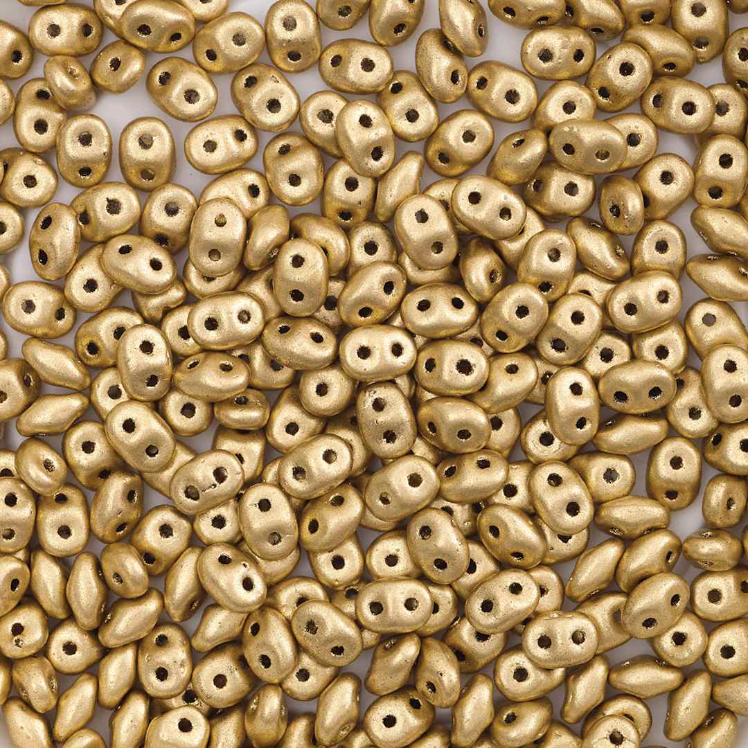 Open in modal - John Bead Czech Glass SuperDuo Two-Hole Beads - Flax, Metallic Matte, 22 g vial