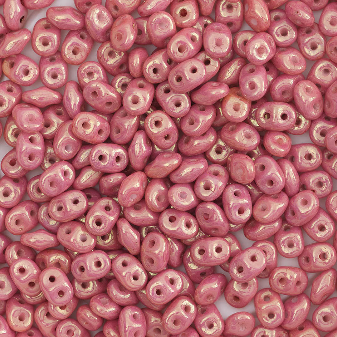 Open in modal - John Bead Czech Glass SuperDuo Two-Hole Beads - Dark Pink, Metallic Luster, 22 g vail