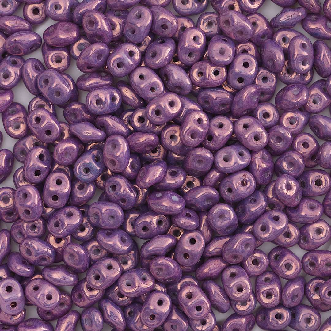 Open in modal - John Bead Czech Glass SuperDuo Two-Hole Beads - Pile of Amethyst beads shown
