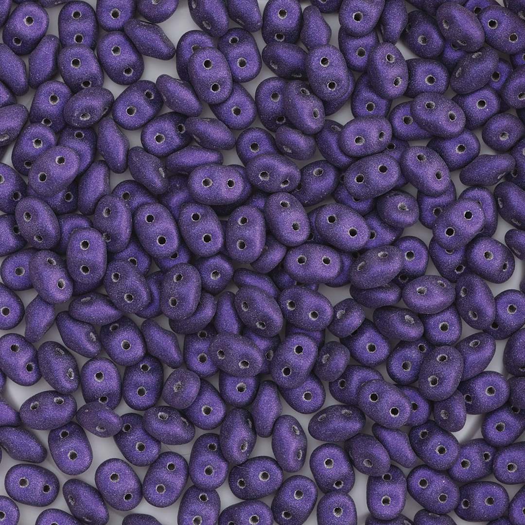 Open in modal - John Bead Czech Glass SuperDuo Two-Hole Beads - Purple, Metallic Suede, 22 g vial