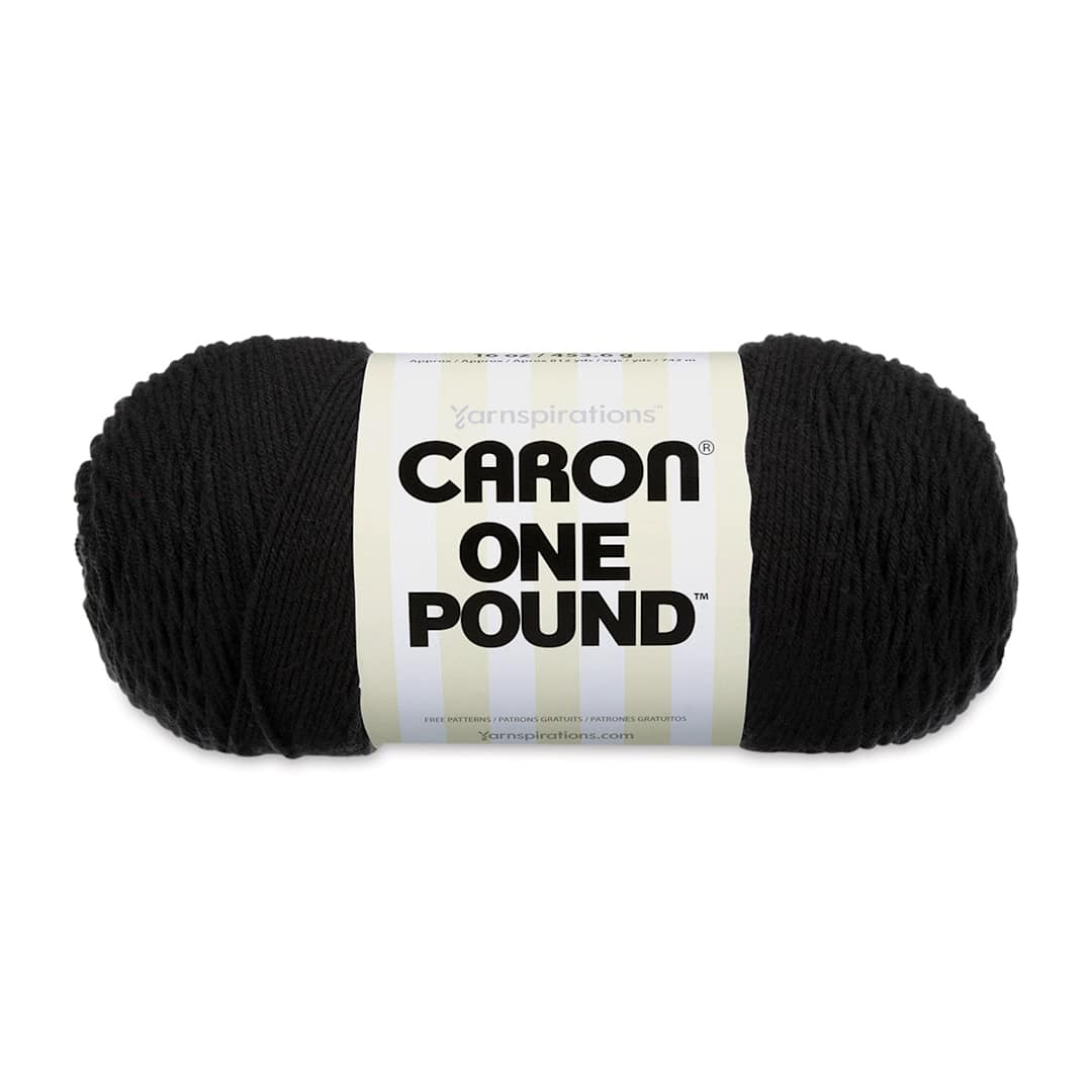 Open in modal - Caron One Pound Acrylic Yarn - 1 lb, 4-Ply, Black