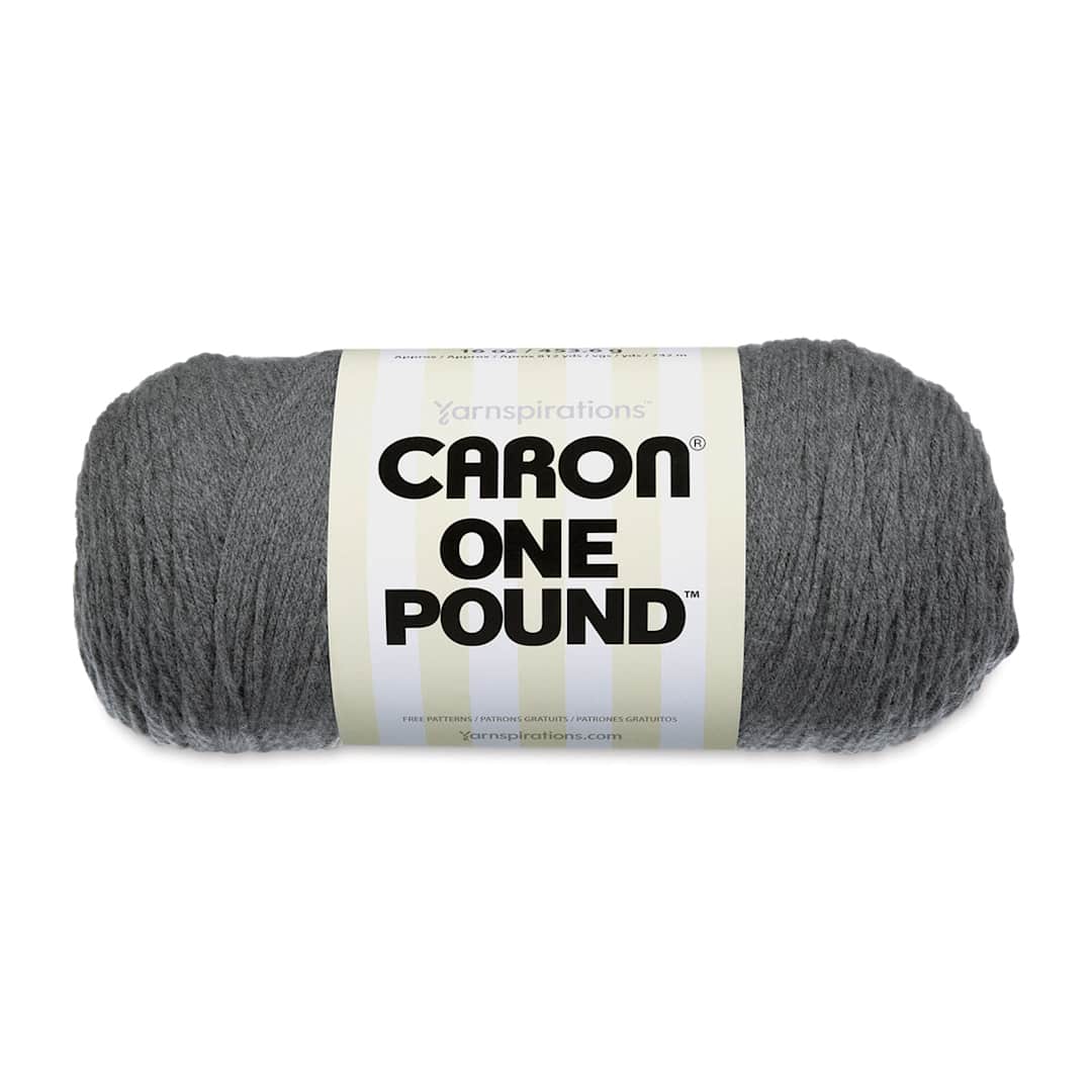 Open in modal - Caron One Pound Acrylic Yarn - 1 lb, 4-Ply, Medium Grey Mix