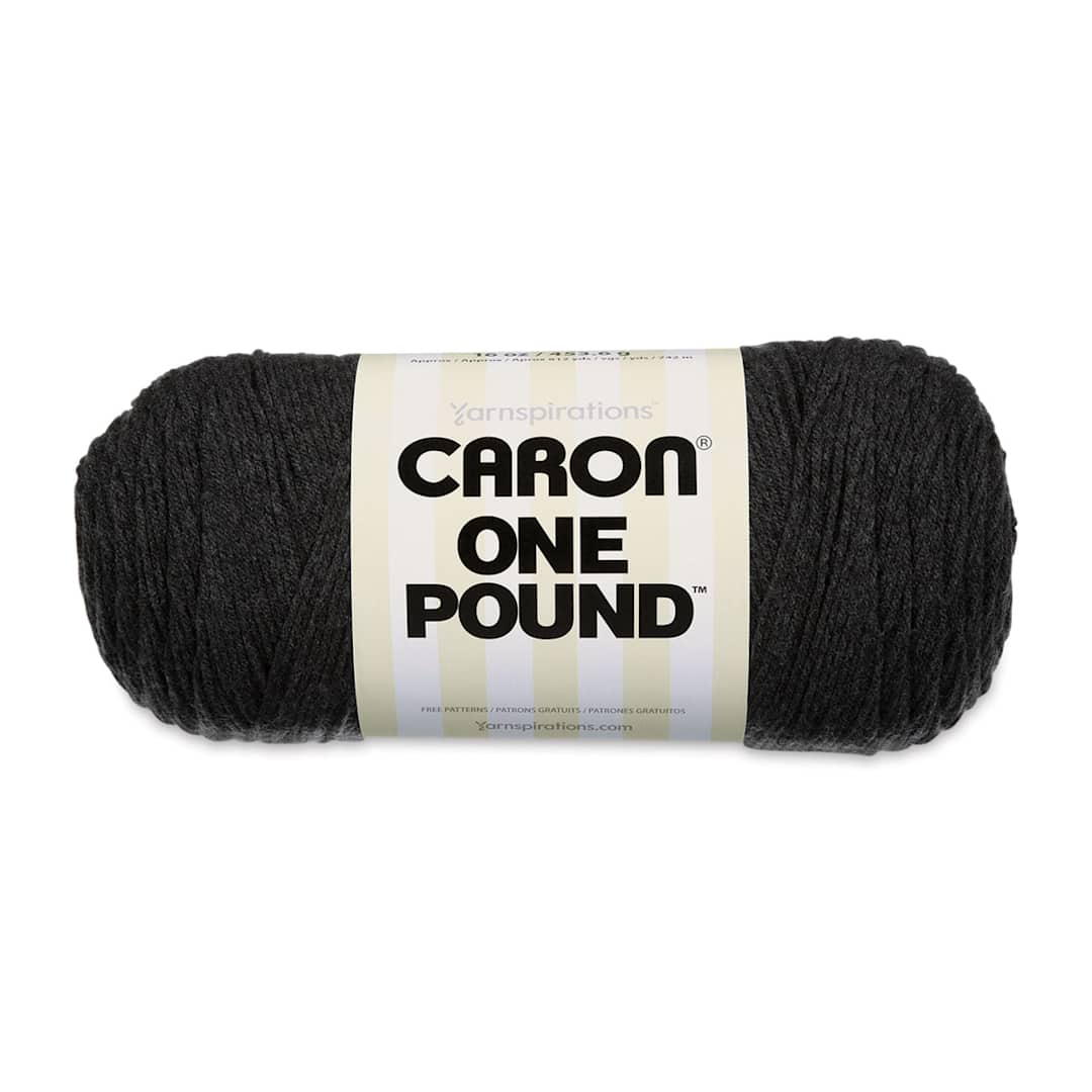 Open in modal - Caron One Pound Acrylic Yarn - 1 lb, 4-Ply, Dark Grey Mix