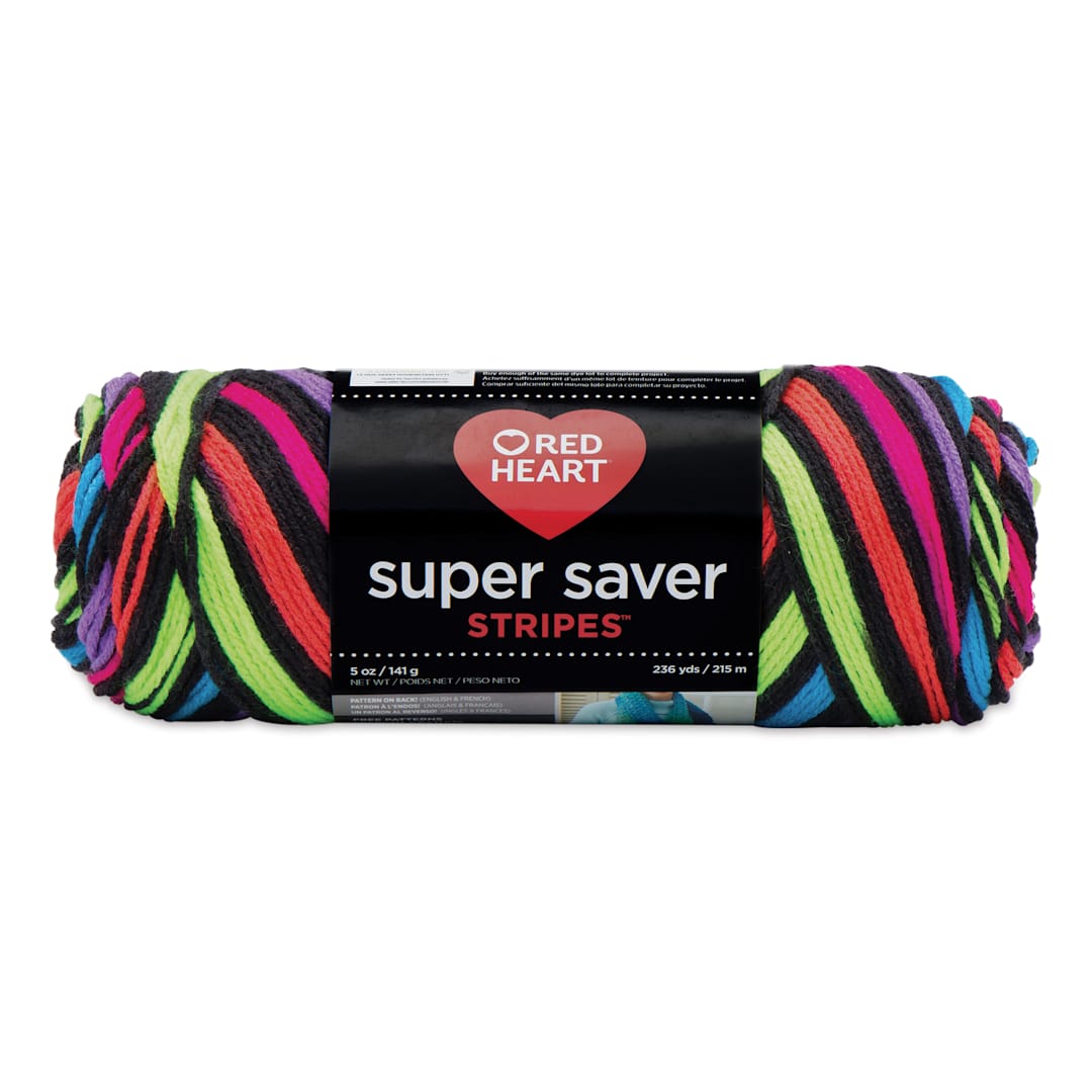 Open in modal - Red Heart Super Saver Yarn - Neon Stripes, 236 yds
