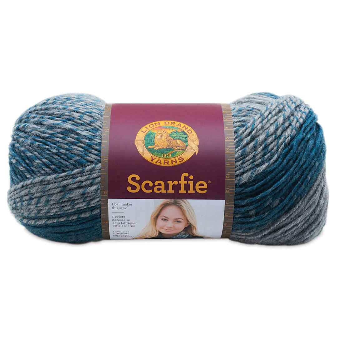 Open in modal - Lion Brand Scarfie Yarn - Silver/Teal, 312 yds