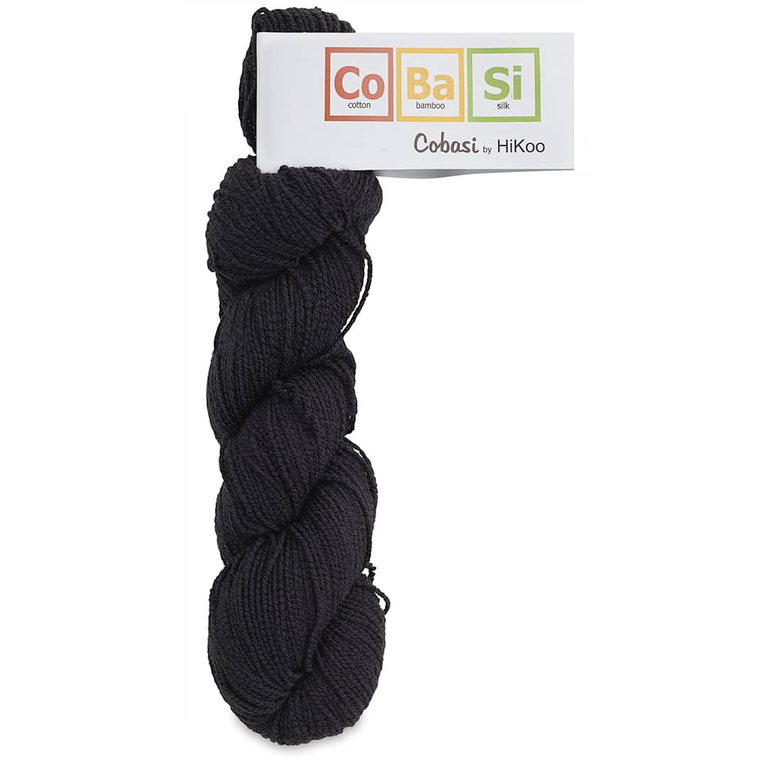 Open in modal - HiKoo CoBaSi Yarn - Packaged skein of Black yarn
