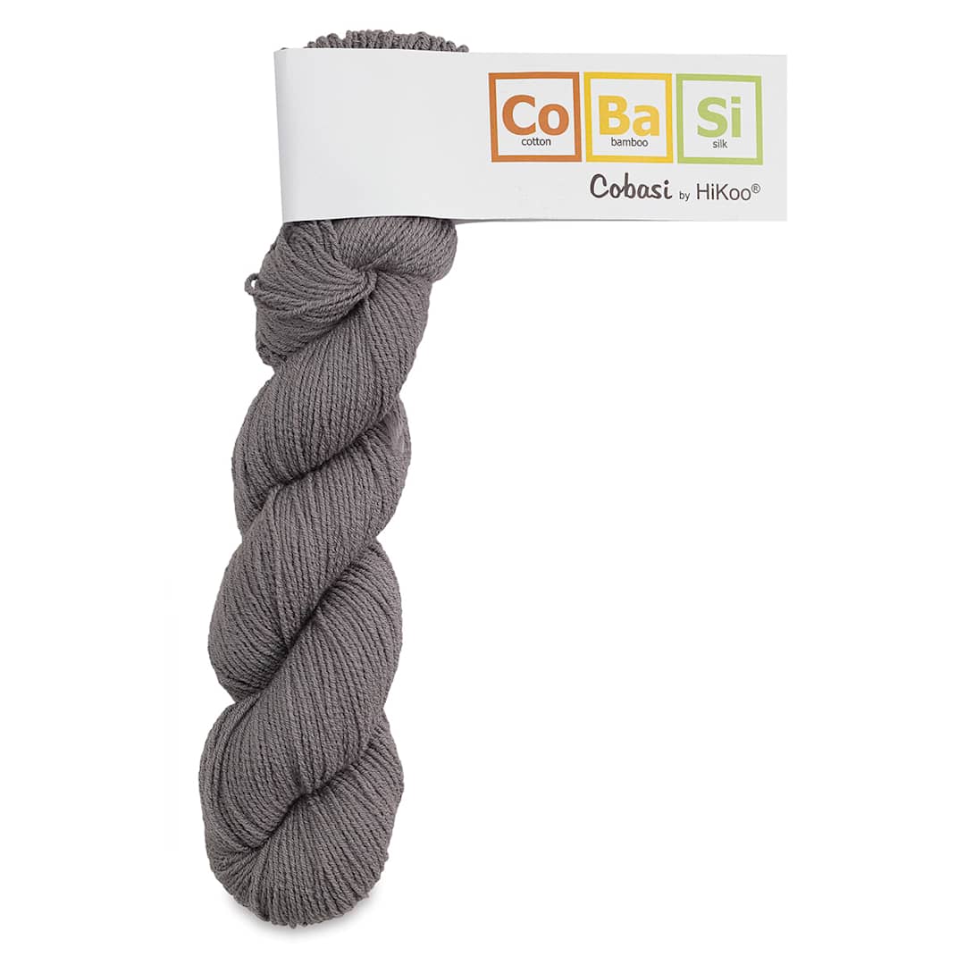 Open in modal - HiKoo CoBaSi Yarn - Packaged skein of Gun Metal Gray yarn