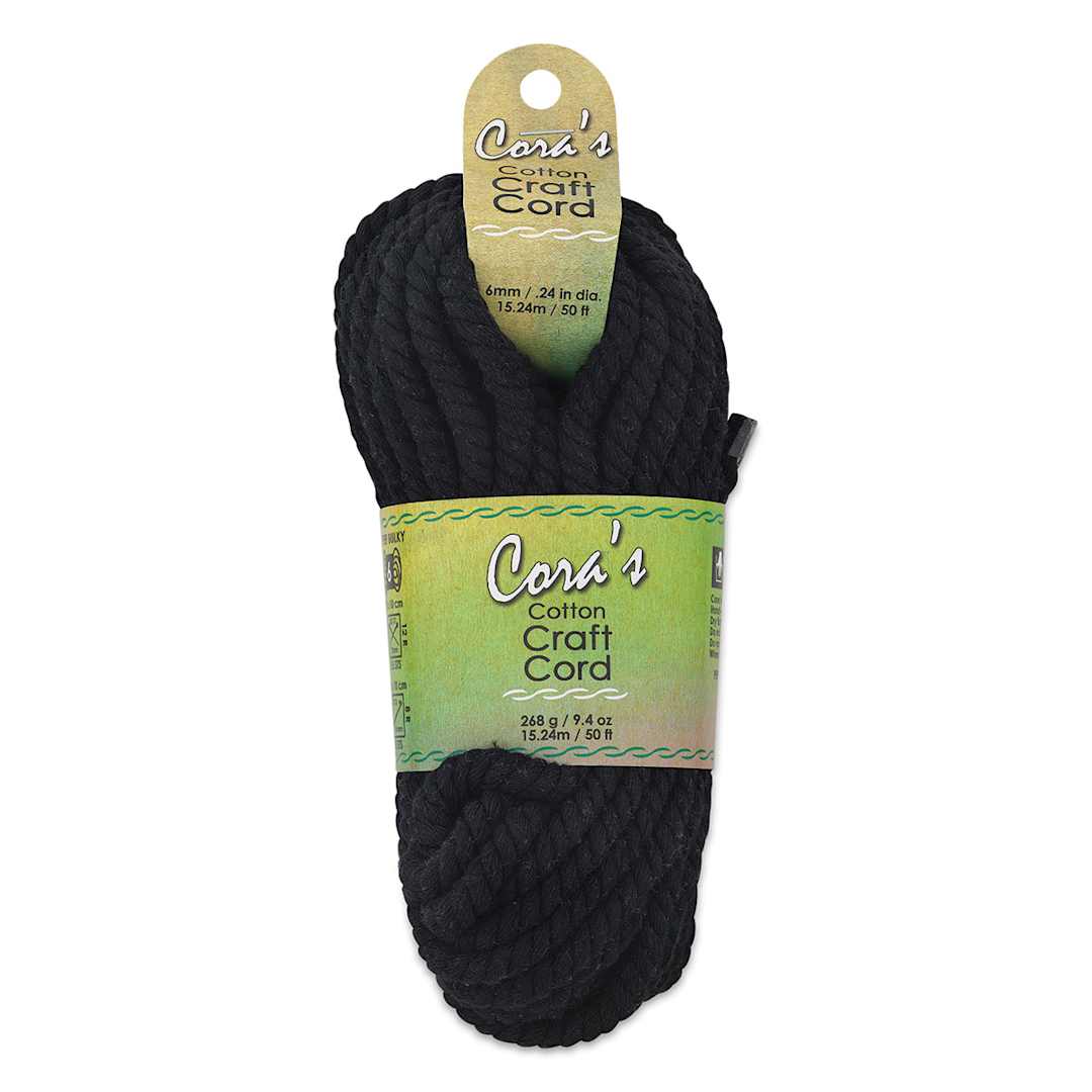 Open in modal - Pepperell Cotton Craft Cord - Black, 6 mm, 50 ft