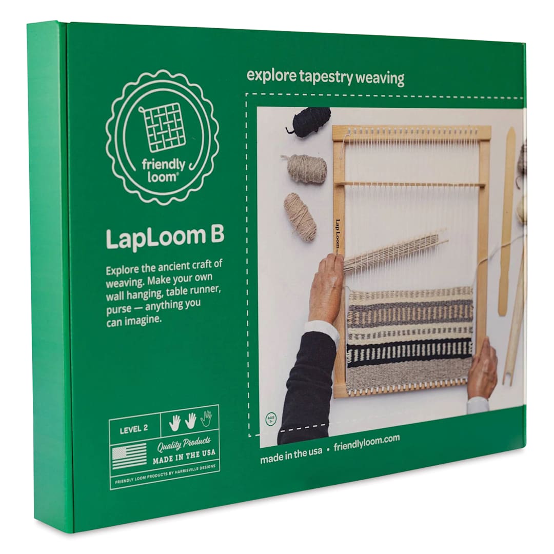 Open in modal - Friendly Loom LapLoom - Loom B, Level 2, 14-1/2" x 18-1/2" front of packaging