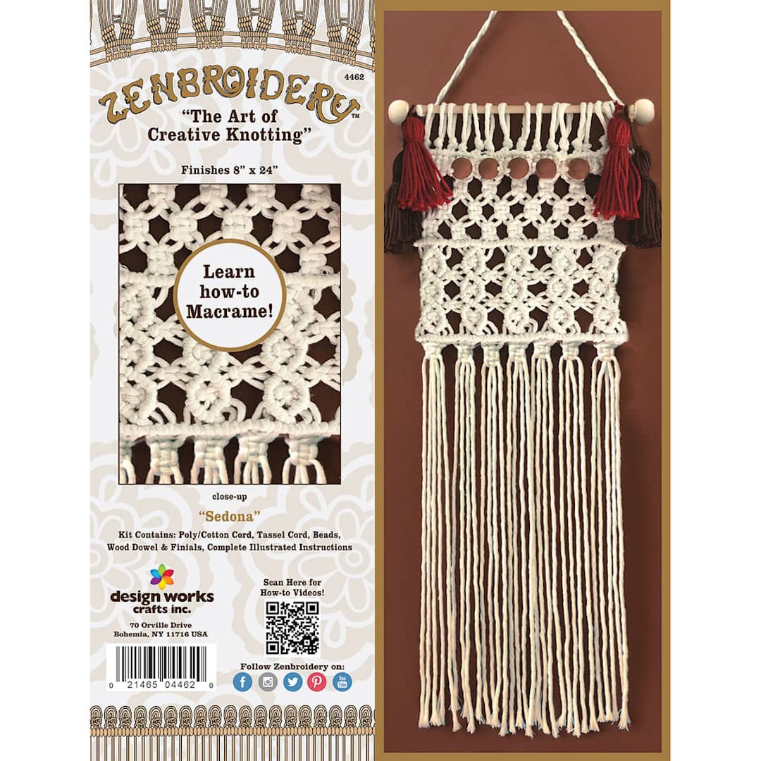 Open in modal - Design Works Zenbroidery Macramé Kits - Front of Sedona Kit package