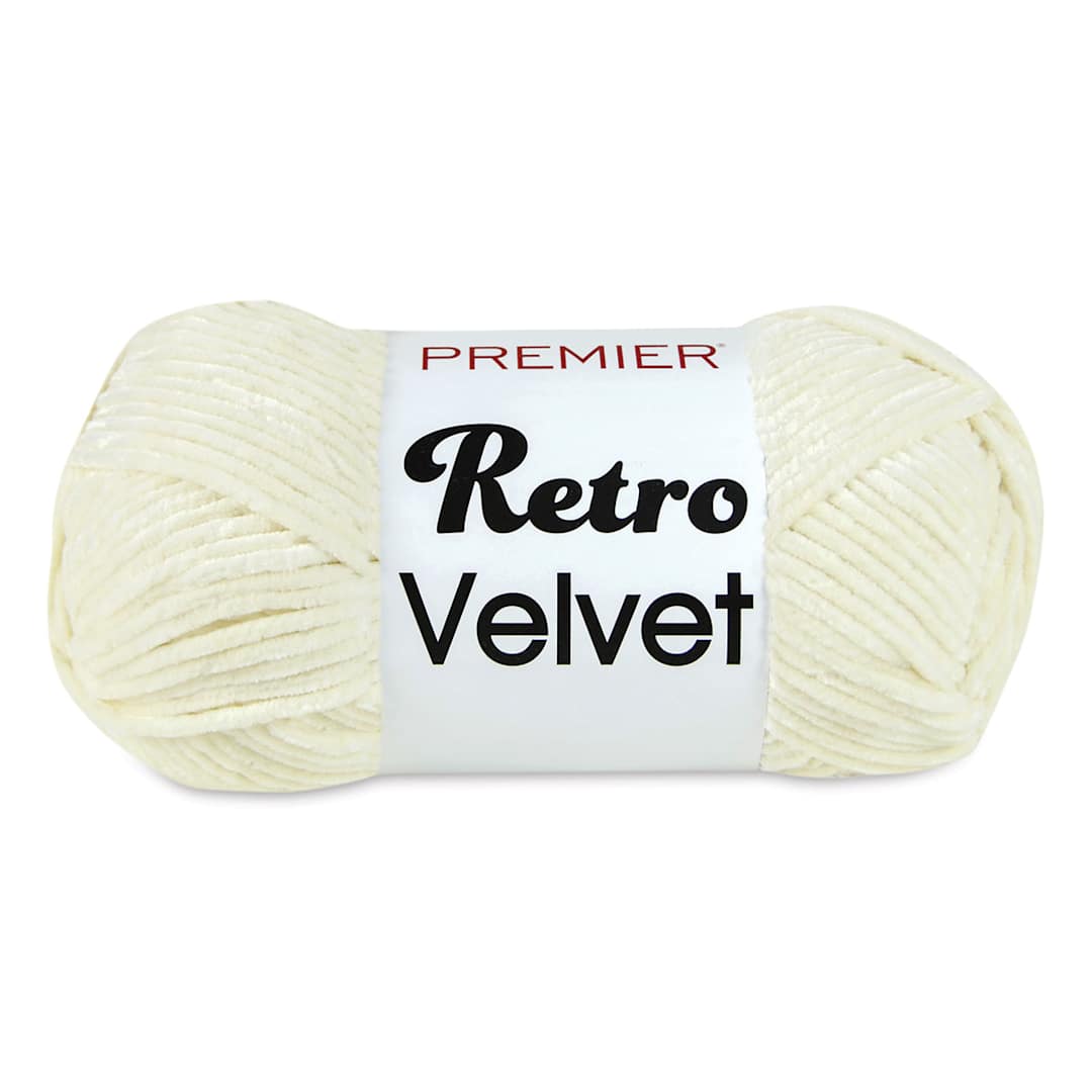 Open in modal - Premier Yarn Retro Velvet Yarn - 10 oz ball of Cream Retro Velvet yarn