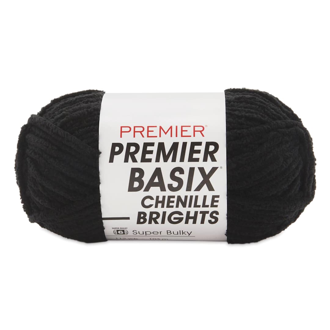 Open in modal - Premier Yarn Basix Chenille Brights Yarn - Black