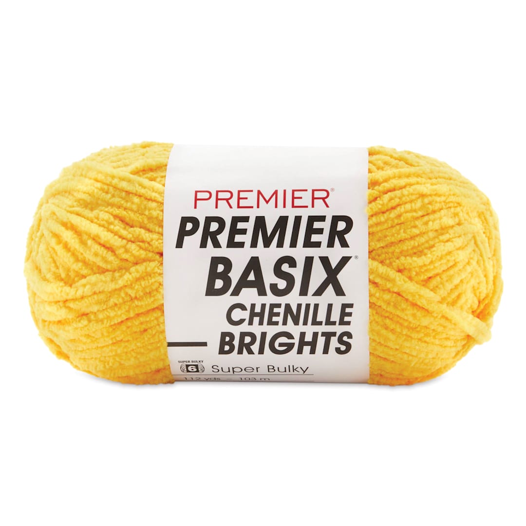 Open in modal - Premier Yarn Basix Chenille Brights Yarn - Lemon