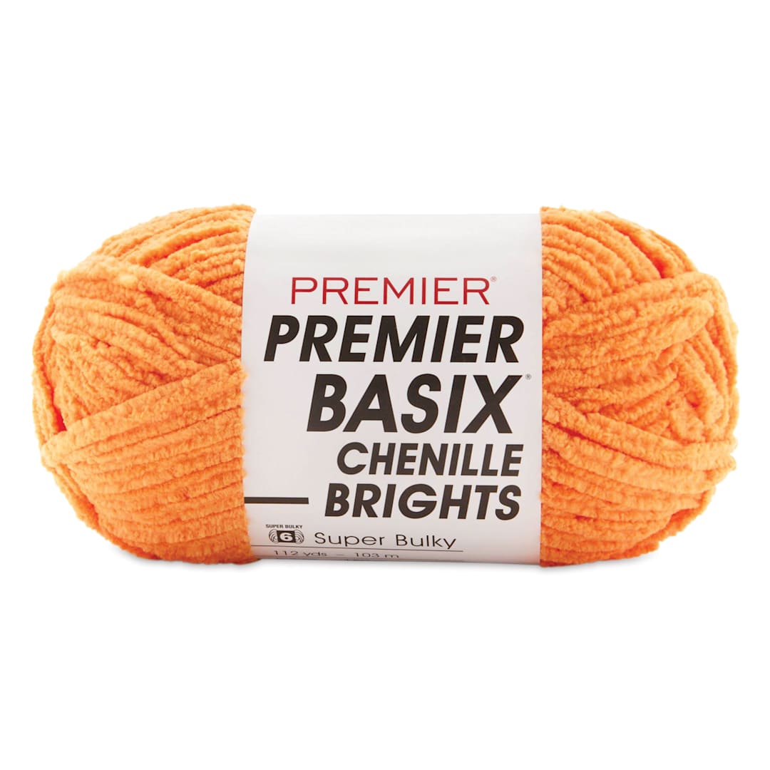 Open in modal - Premier Yarn Basix Chenille Brights Yarn - Tangerine