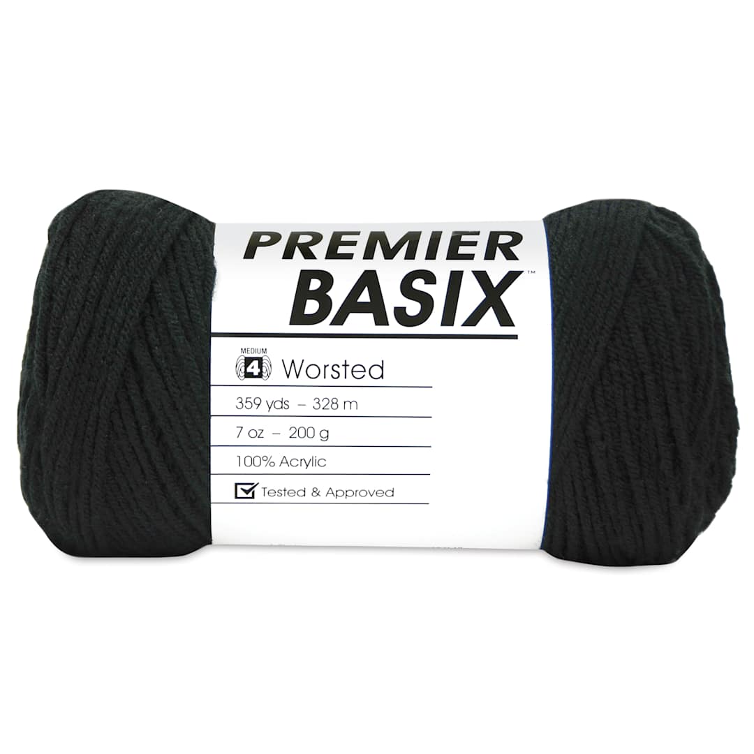Open in modal - Premier Yarn Basix Worsted Yarn - Black