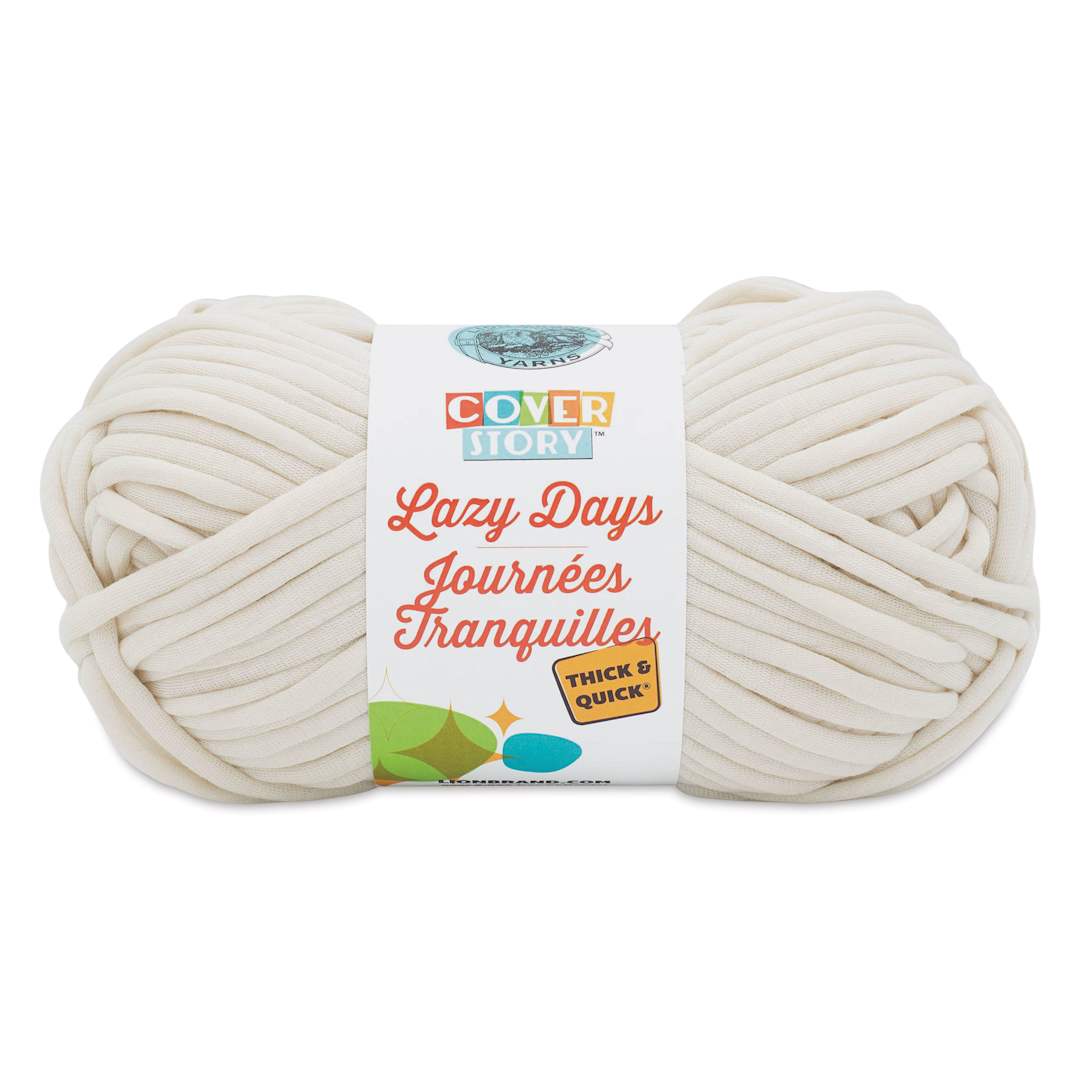 Open in modal - Lion Brand Cover Story Lazy Days Thick & Quick Yarn - Cream, 125 yards