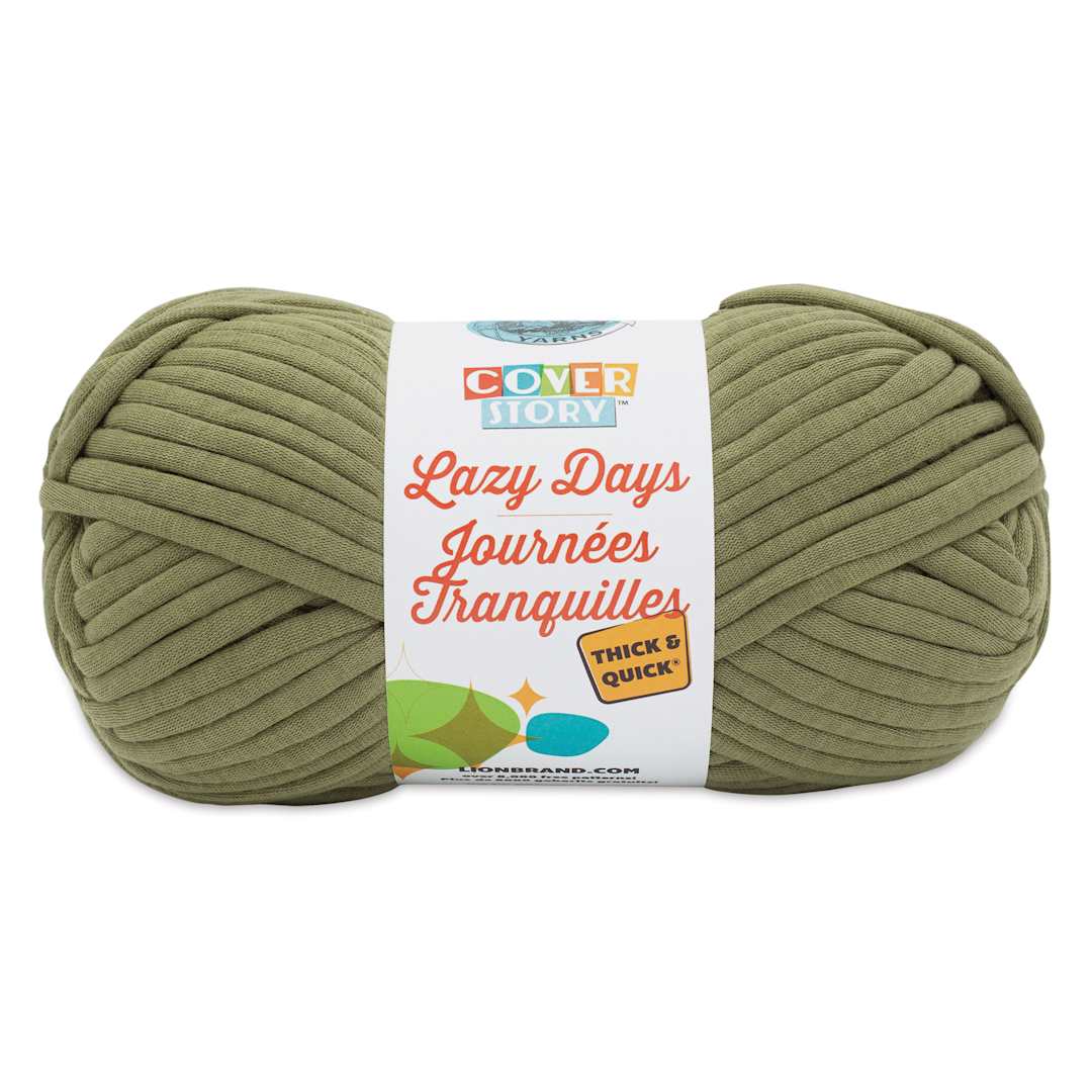 Open in modal - Lion Brand Cover Story Lazy Days Thick & Quick Yarn - Olive, 125 yards