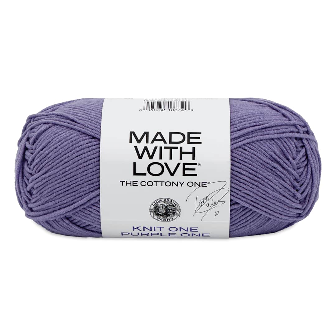 Open in modal - Lion Brand Made With Love The Cottony One Yarn - Knit One Purple One, 185 yds