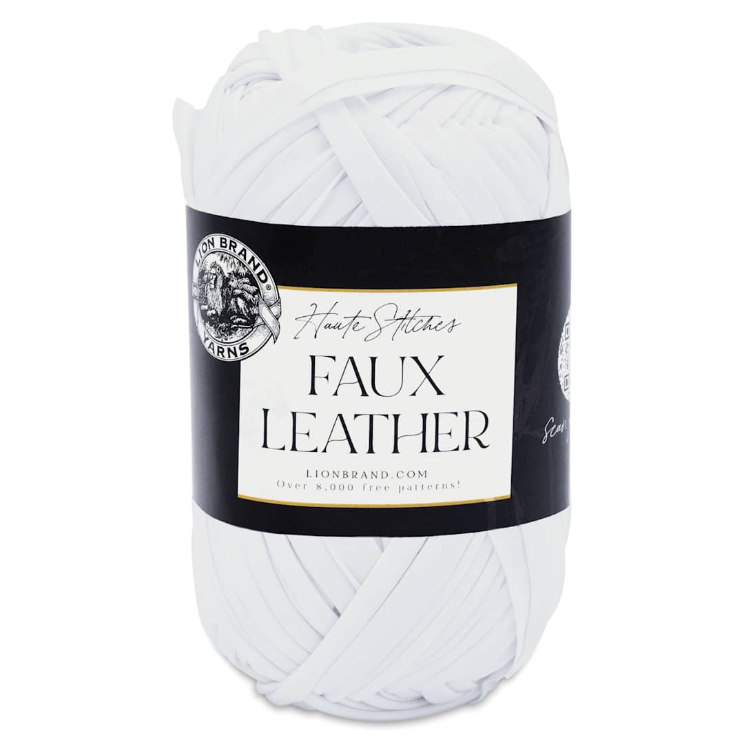 Open in modal - Lion Brand Yarn Haute Stitches Faux Leather Yarn - New York White, 39 yds