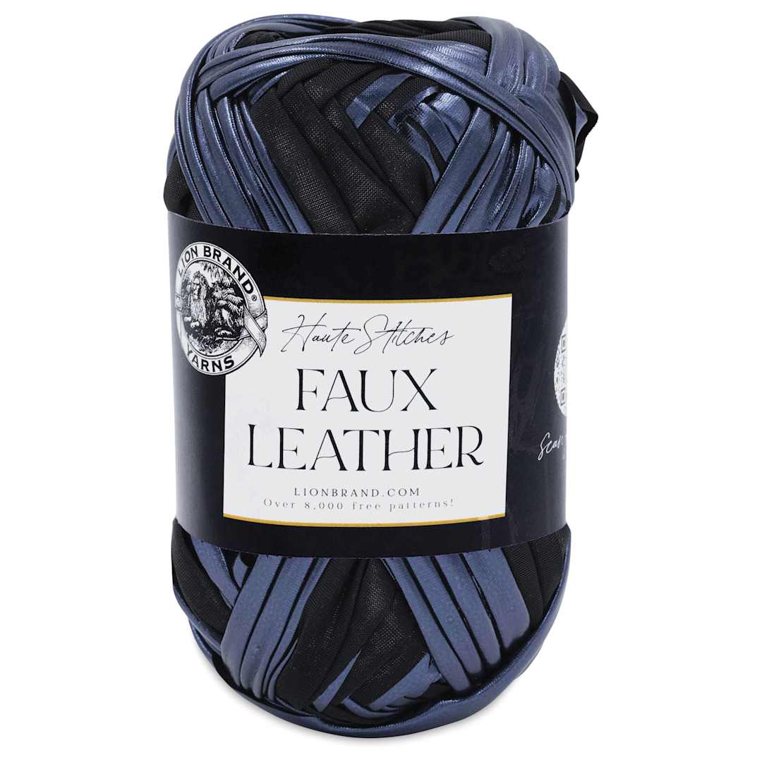 Open in modal - Lion Brand Yarn Haute Stitches Faux Leather Yarn - Ink, 39 yds