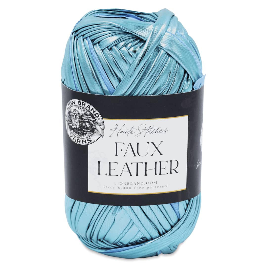 Open in modal - Lion Brand Yarn Haute Stitches Faux Leather Yarn - Caribbean Blue, 39 yds
