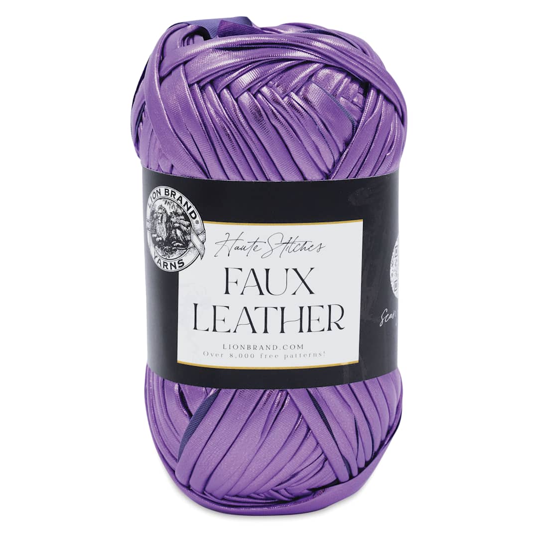 Open in modal - Lion Brand Yarn Haute Stitches Faux Leather Yarn - Purple Rain, 39 yds