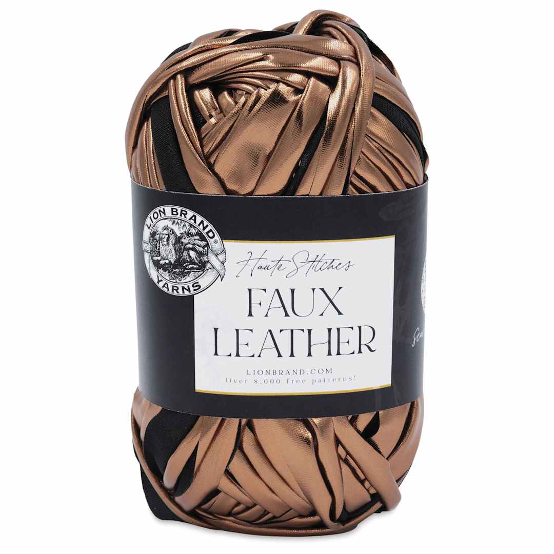 Open in modal - Lion Brand Yarn Haute Stitches Faux Leather Yarn - Bronze, 39 yds