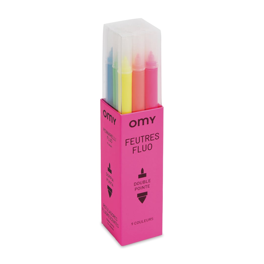 Open in modal - Omy Washable Neon Markers - Set of 9 front of packaging