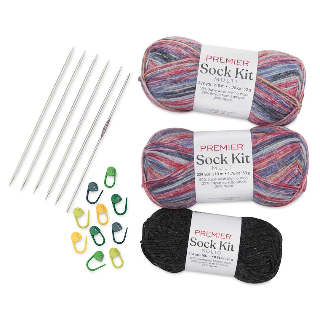 Open in modal - Premier Yarn Sock Kit - It's A Mood - contents