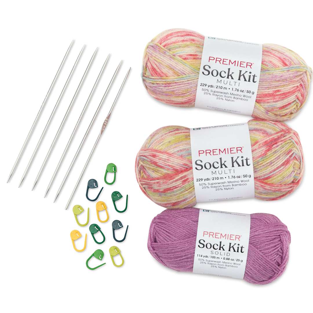 Open in modal - Premier Yarn Sock Kit - Happy Hour - contents