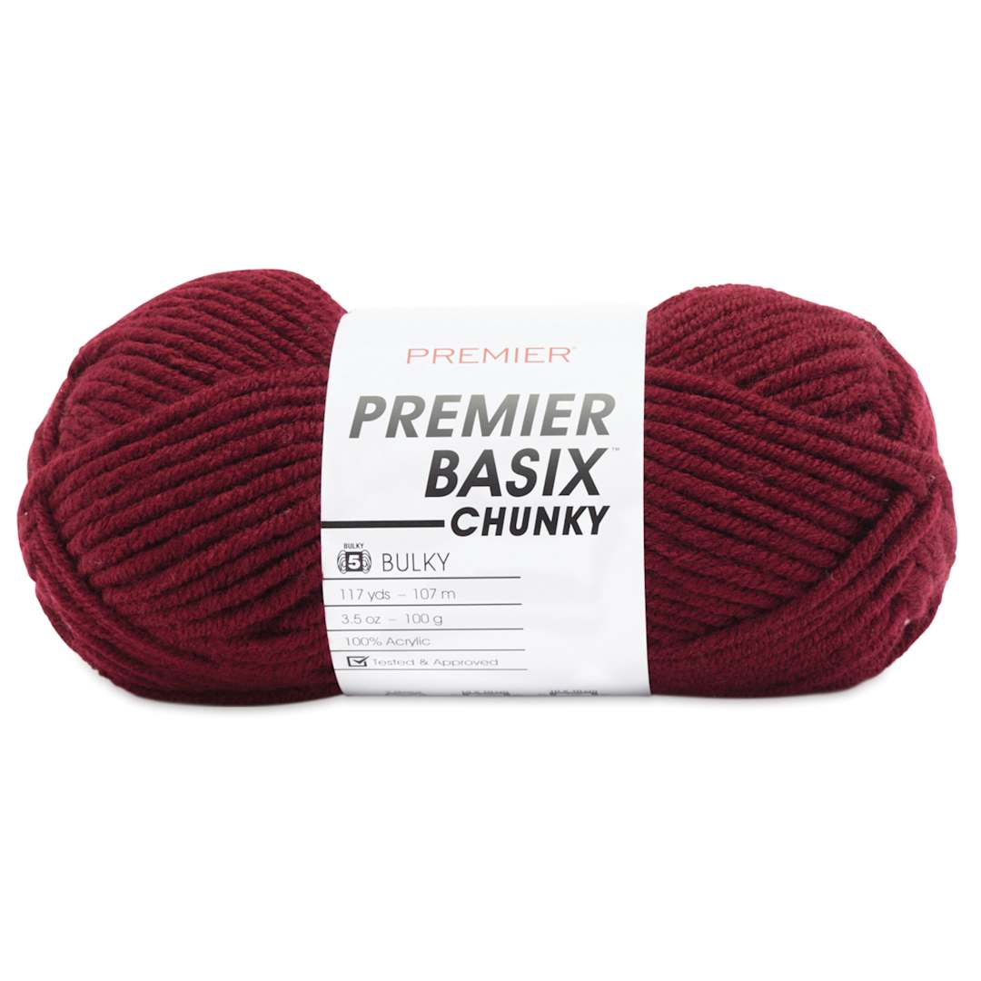 Open in modal - Premier Yarn Basix Chunky Yarn - Burgundy