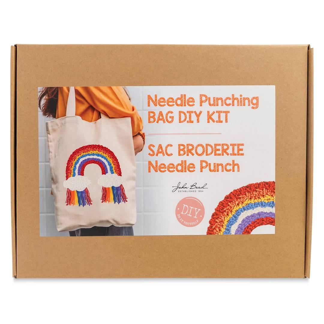 Open in modal - John Bead Needle Punching Tote Bag DIY Kit front of packaging