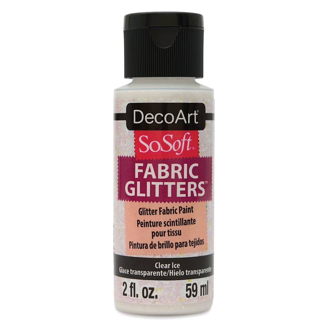 Open in modal - DecoArt SoSoft Fabric Glitters Paint - Clear Ice, 2 oz, Bottle