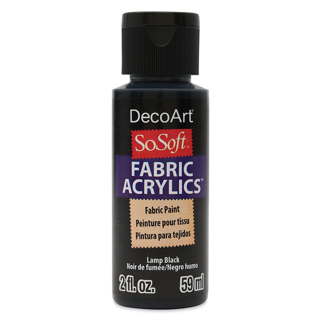 Open in modal - DecoArt SoSoft Fabric Paint - Lamp Black, 2 oz, Bottle