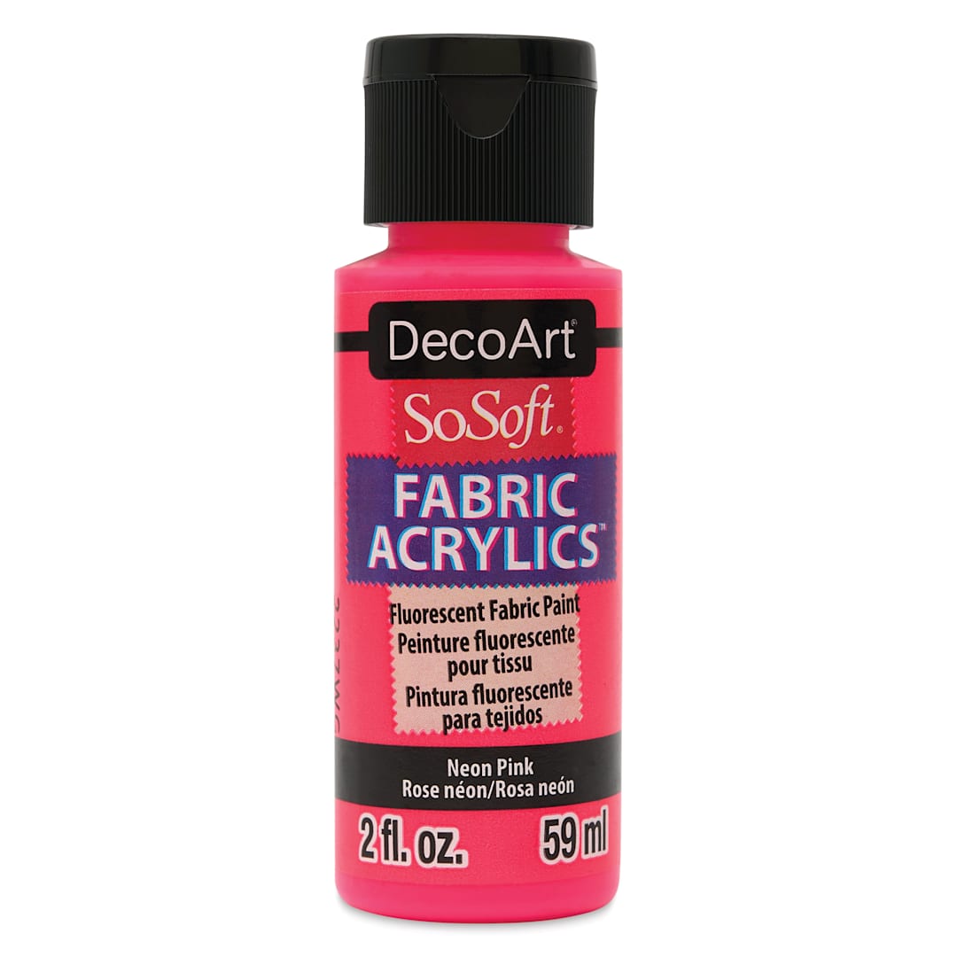 Open in modal - DecoArt SoSoft Fabric Neons Paint - Neon Pink, 2 oz, Bottle