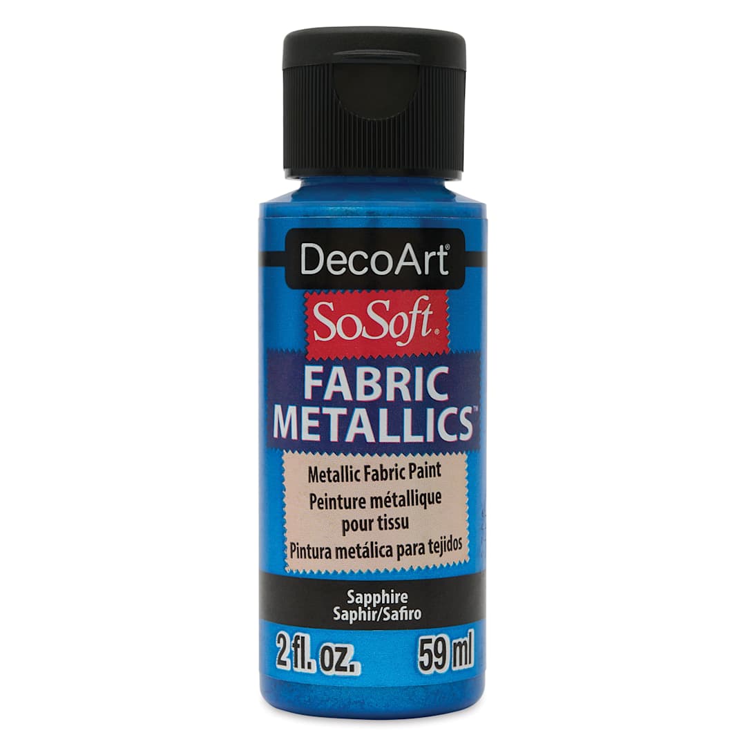 Open in modal - DecoArt SoSoft Fabric Metallic Paint - Sapphire, 2 oz, Bottle