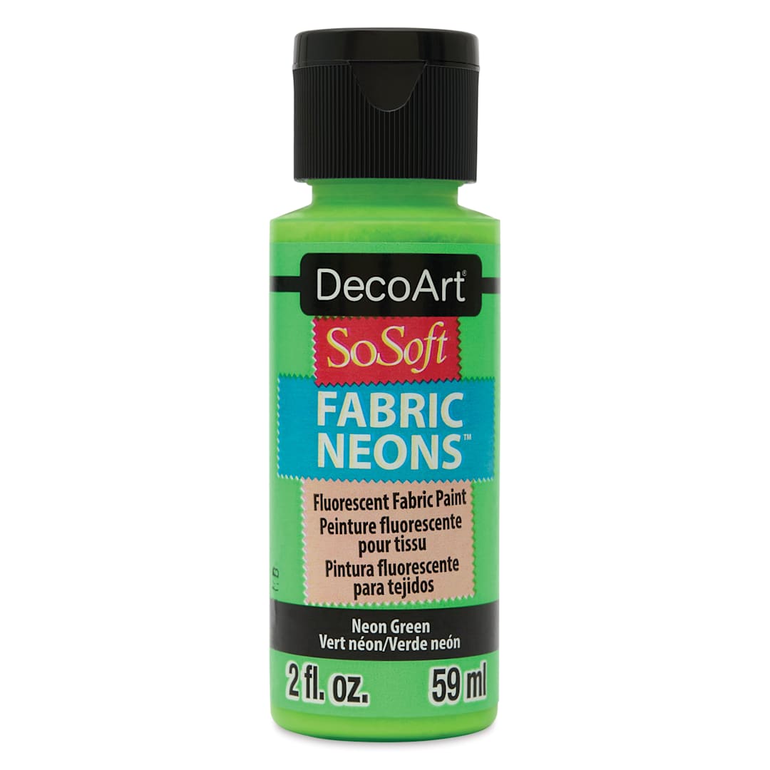 Open in modal - DecoArt SoSoft Fabric Neons Paint - Neon Green, 2 oz, Bottle