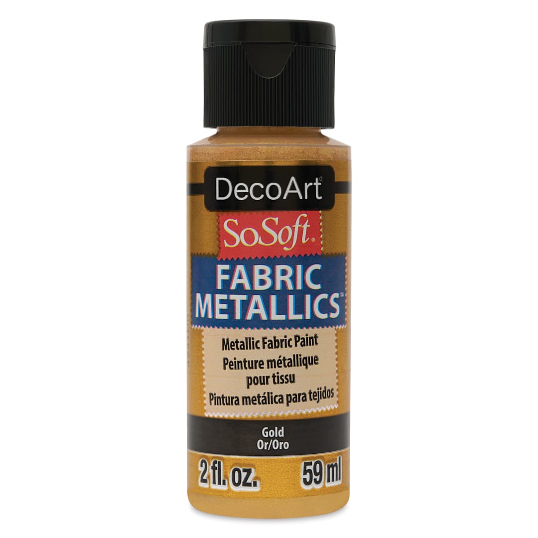 Open in modal - DecoArt SoSoft Fabric Metallic Paint - Gold, 2 oz, Bottle