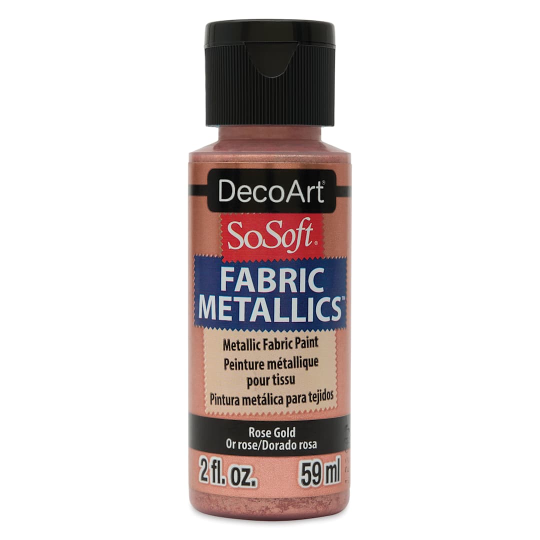 Open in modal - DecoArt SoSoft Fabric Metallic Paint - Rose Gold, 2 oz, Bottle