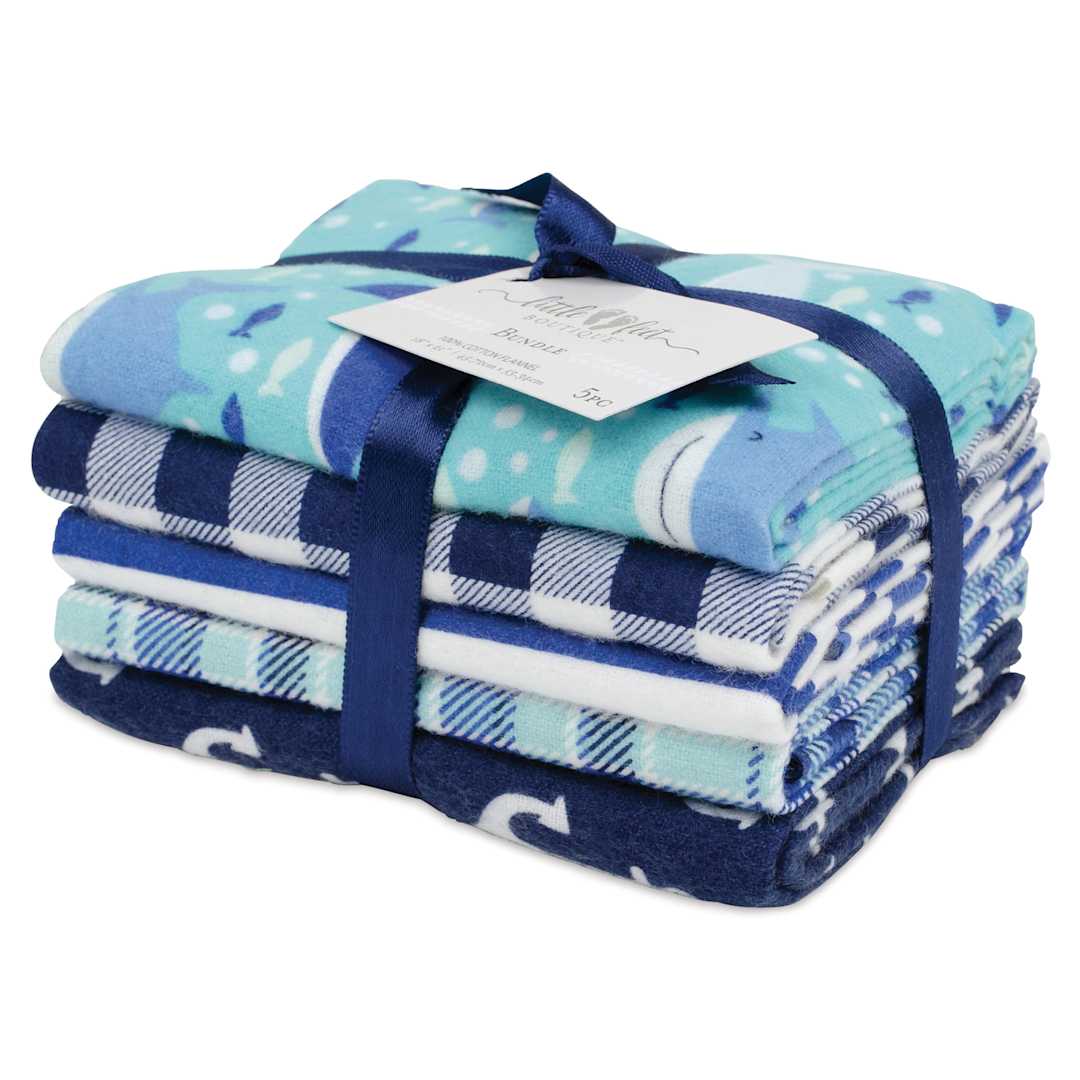Open in modal - Little Feet Boutique Flannel Fat Quarter Bundle - Pkg of 5, Sea Life