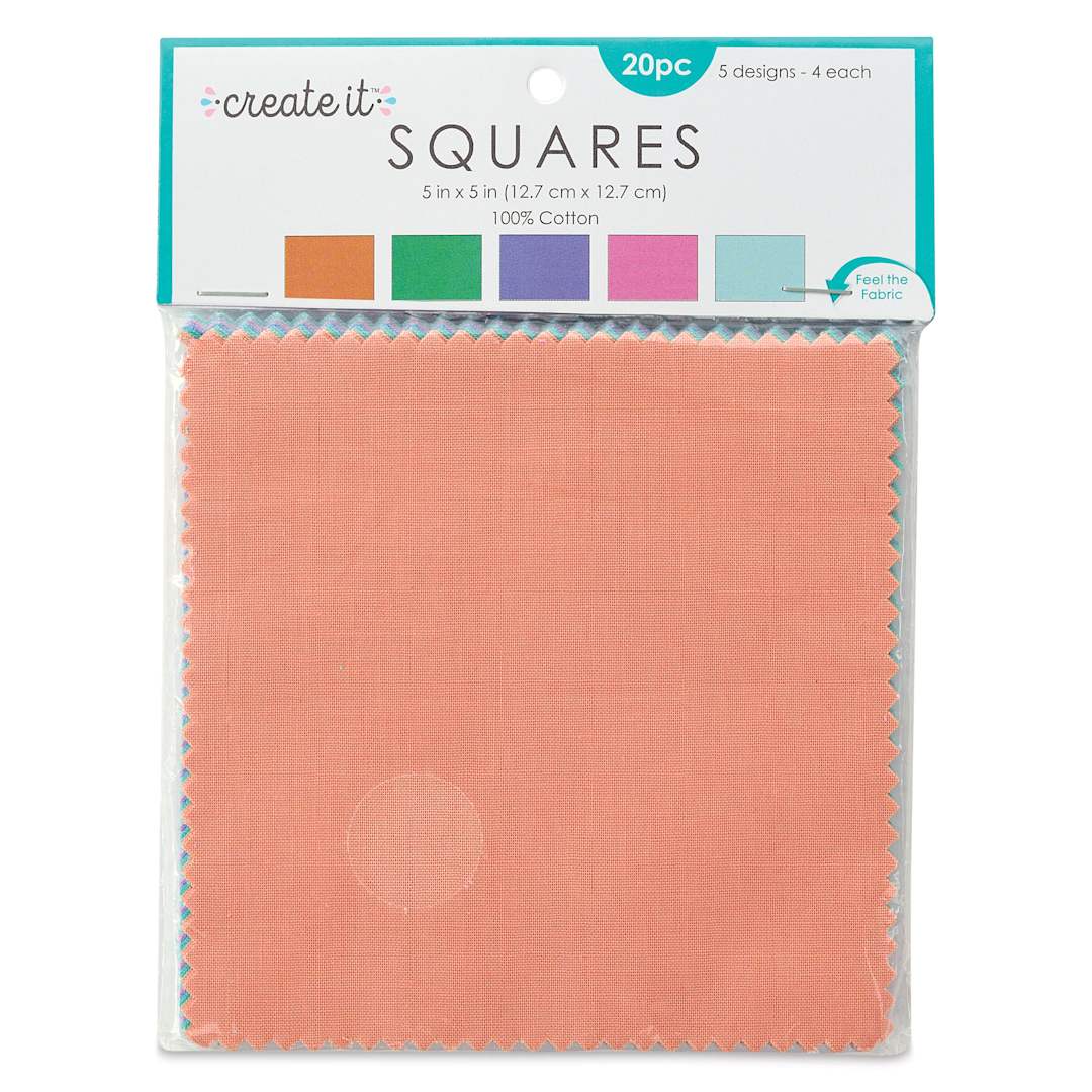 Open in modal - Create It Fabric Squares - Pkg of 20, Solid Pastels, 5" x 5" front of packaging