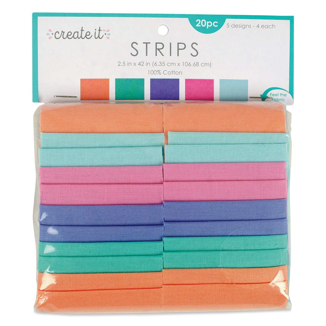 Open in modal - Create It Fabric Strips - Pkg of 20, Solid Pastels, 2.5" x 42" front of packaging